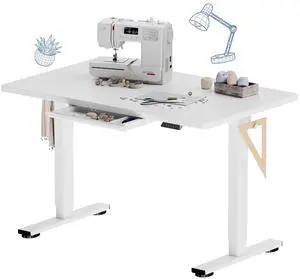 Electric Adjustable Workbench, 48x30 Inches Ergonomic Worktable with Drawer for Garage, Workshop, Office and Home, Spacious Desktop for Woodworking Sewing and Crafts, White, 3 Packages Electric Adjustable Workbench, 48x30 Inches Ergonomic Worktable with Drawer for Garage, Workshop, Office and Home, Spacious Desktop for Woodworking Sewing and Crafts, White, 3 Packages