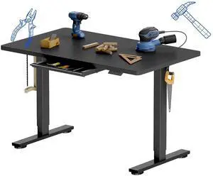 Electric Adjustable Workbench, 48x30 Inches Ergonomic Worktable with Drawer for Garage, Workshop, Office and Home, Spacious Desktop for Woodworking Sewing and Crafts, Black, 3 Packages Electric Adjustable Workbench, 48x30 Inches Ergonomic Worktable with Drawer for Garage, Workshop, Office and Home, Spacious Desktop for Woodworking Sewing and Crafts, Black, 3 Packages