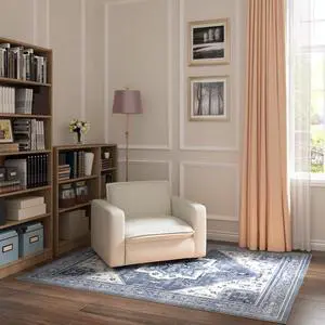 5x7 Washable Area Rug Patented Non-Slip Carpet, Low Pile, Child & Pet Friendly, High-Grip Rug Pad Included Ideal for Entryway, Living Room & Bedroom (Royal Indigo) 5x7 Washable Area Rug Patented Non-Slip Carpet, Low Pile, Child & Pet Friendly, High-Grip Rug Pad Included Ideal for Entryway, Living Room & Bedroom (Royal Indigo)