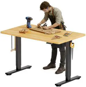 Electric Adjustable Workbench, 48x30 Inches Ergonomic Worktable for Garage, Workshop, Office and Home, Spacious Desktop for Woodworking Sewing and Crafts, Maple, 2 Packages Electric Adjustable Workbench, 48x30 Inches Ergonomic Worktable for Garage, Workshop, Office and Home, Spacious Desktop for Woodworking Sewing and Crafts, Maple, 2 Packages