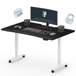 E6 Gaming Standing Desk 55x28 in Electric Adjustable Height for MOBA Games Computer Desk for Home Office Gamer with Dual Motors Whole Piece Top (White Frame + Black Top) E6 Gaming Standing Desk 55x28 in Electric Adjustable Height for MOBA Games Computer Desk for Home Office Gamer with Dual Motors Whole Piece Top (White Frame + Black Top)