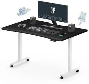 E6 Gaming Standing Desk 55x28 in Electric Adjustable Height for FPS Games Computer Desk for Home Office Gamer with Dual Motors Whole Piece Top (White Frame + Black Top) E6 Gaming Standing Desk 55x28 in Electric Adjustable Height for FPS Games Computer Desk for Home Office Gamer with Dual Motors Whole Piece Top (White Frame + Black Top)