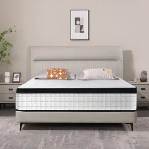 Queen Size 12-Inch Hybrid Mattress - Breathable Knitted Fabric, Cool Memory Foam, Individual Pocket Springs, Oeko-TEX Certified, Medium Firm Support Queen Size 12-Inch Hybrid Mattress - Breathable Knitted Fabric, Cool Memory Foam, Individual Pocket Springs, Oeko-TEX Certified, Medium Firm Support