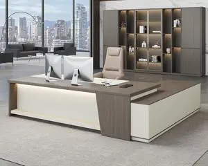 79" L-Shaped Executive Desk with Drawers, Large Modern Office Desk with Storage Shelves, LED Lighting, Built-in Outlet & USB Ports Home Office Desk (Smoked Oak & Cream White, Left Return) 79" L-Shaped Executive Desk with Drawers, Large Modern Office Desk with Storage Shelves, LED Lighting, Built-in Outlet & USB Ports Home Office Desk (Smoked Oak & Cream White, Left Return)