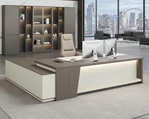 79" L-Shaped Executive Desk with Drawers, Large Modern Office Desk with Storage Shelves, LED Lighting, Built-in Outlet & USB Ports Home Office Desk (Smoked Oak & Cream White, Right Return) 79" L-Shaped Executive Desk with Drawers, Large Modern Office Desk with Storage Shelves, LED Lighting, Built-in Outlet & USB Ports Home Office Desk (Smoked Oak & Cream White, Right Return)