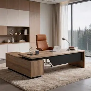 L Shaped Desk with File Drawer, Solid Wood Large Executive Desk for Home Office, Adjustable Width (86.6" to 94.5"), Storage Cabinet & 2 Drawers, Right Return L Shaped Desk with File Drawer, Solid Wood Large Executive Desk for Home Office, Adjustable Width (86.6" to 94.5"), Storage Cabinet & 2 Drawers, Right Return