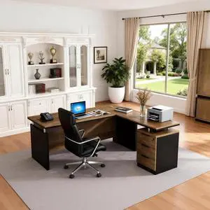 63 L Shaped Executive Desk with Locking Drawer & Privacy Panel, Solid One-Piece Office Desk, Reversible Modern L Shaped Desk for Professional Home or Business Workspace 63 L Shaped Executive Desk with Locking Drawer & Privacy Panel, Solid One-Piece Office Desk, Reversible Modern L Shaped Desk for Professional Home or Business Workspace