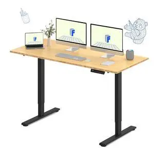 E3 Bamboo Dual Motor 72 x 30 Electric Standing Desk Sit Stand Up Desk, Holds 220 lbs, Adjustable Height w/Memory Presets, Solid Bamboo Desktop & Black Frame, Ships in 2 Boxes E3 Bamboo Dual Motor 72 x 30 Electric Standing Desk Sit Stand Up Desk, Holds 220 lbs, Adjustable Height w/Memory Presets, Solid Bamboo Desktop & Black Frame, Ships in 2 Boxes