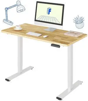 E3 Solid Wood Dual Motor Electric Standing Desk 48 x 24 Sit Stand Desk, Holds 220 lbs, Adjustable Height w/Memory Presets, Butcher Block Rubberwood Desktop & White Frame, Ships in 2 Boxes E3 Solid Wood Dual Motor Electric Standing Desk 48 x 24 Sit Stand Desk, Holds 220 lbs, Adjustable Height w/Memory Presets, Butcher Block Rubberwood Desktop & White Frame, Ships in 2 Boxes