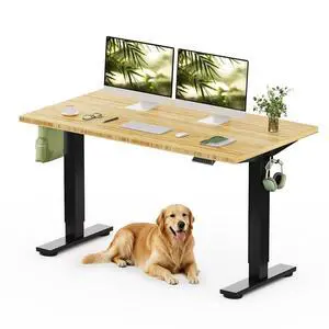 Solid Bamboo Standing Desk, 55" x 28" Real Bamboo Desktop with Natural Grain, Durable & Sustainable Workstation for Home Office and Multi-Monitor Setups (Black Frame) Solid Bamboo Standing Desk, 55" x 28" Real Bamboo Desktop with Natural Grain, Durable & Sustainable Workstation for Home Office and Multi-Monitor Setups (Black Frame)