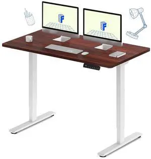 E3 Dual Motor Electric Standing Desk 55 x 28 Sit Stand Up Desk, Holds 220 lbs, Adjustable Height w/Memory Presets, One-Piece Mahogany Desktop & White Frame, Ships in 2 Boxes E3 Dual Motor Electric Standing Desk 55 x 28 Sit Stand Up Desk, Holds 220 lbs, Adjustable Height w/Memory Presets, One-Piece Mahogany Desktop & White Frame, Ships in 2 Boxes