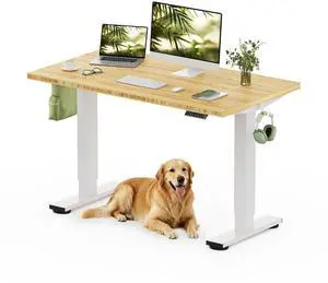 Solid Bamboo Standing Desk, 48" x 24" Real Bamboo Desktop with Natural Grain, Durable & Sustainable Workstation for Home Office and Multi-Monitor Setups (White Frame) Solid Bamboo Standing Desk, 48" x 24" Real Bamboo Desktop with Natural Grain, Durable & Sustainable Workstation for Home Office and Multi-Monitor Setups (White Frame)