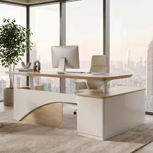 86" L Shaped Adjustable Height Executive Desk with Drawers and Cabinet, White Electric Stand Up Desk with LED, Functions 4-Preset Memory, Power Outlets, 2.36" Thickened Desktop for Office 86" L Shaped Adjustable Height Executive Desk with Drawers and Cabinet, White Electric Stand Up Desk with LED, Functions 4-Preset Memory, Power Outlets, 2.36" Thickened Desktop for Office