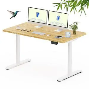 Solid Bamboo Standing Desk, 55" x 28" Real Bamboo Desktop with Natural Grain, Durable & Sustainable Workstation for Home Office and Multi-Monitor Setups (White Oval Legs) Solid Bamboo Standing Desk, 55" x 28" Real Bamboo Desktop with Natural Grain, Durable & Sustainable Workstation for Home Office and Multi-Monitor Setups (White Oval Legs)