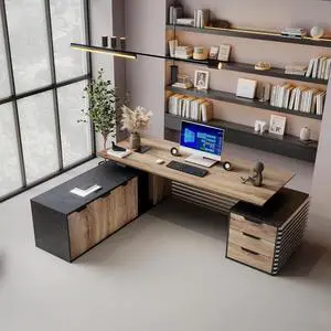 86.61IN Adjustable Heigh L Shaped Executive Desk w/7Cabinet Storage, Modern Computer Standing Home Office Desk w/Universal Charging Ports, Large Writing Table Business Furniture Workstation 86.61IN Adjustable Heigh L Shaped Executive Desk w/7Cabinet Storage, Modern Computer Standing Home Office Desk w/Universal Charging Ports, Large Writing Table Business Furniture Workstation