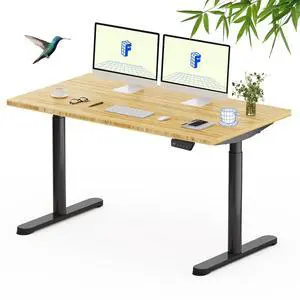 Solid Bamboo Standing Desk, 55" x 28" Real Bamboo Desktop with Natural Grain, Durable & Sustainable Workstation for Home Office and Multi-Monitor Setups (Black Oval Legs) Solid Bamboo Standing Desk, 55" x 28" Real Bamboo Desktop with Natural Grain, Durable & Sustainable Workstation for Home Office and Multi-Monitor Setups (Black Oval Legs)