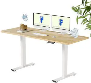 Solid Wood Standing Desk, 63" x 24" Real Wood Desktop with Natural Grain, Durable & Sustainable Workstation for Home Office and Multi-Monitor Setups (Rubber Wood, White Frame) Solid Wood Standing Desk, 63" x 24" Real Wood Desktop with Natural Grain, Durable & Sustainable Workstation for Home Office and Multi-Monitor Setups (Rubber Wood, White Frame)