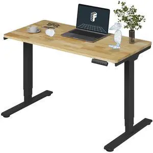 E6 Solid Wood 3-Stage Dual Motor 48 x 24 Electric Standing Desk, Holds 220 lbs, Adjustable Height w/ Memory Presets, Butcher Block Rubberwood Desktop & Black Frame, Ships in 2 Boxes E6 Solid Wood 3-Stage Dual Motor 48 x 24 Electric Standing Desk, Holds 220 lbs, Adjustable Height w/ Memory Presets, Butcher Block Rubberwood Desktop & Black Frame, Ships in 2 Boxes