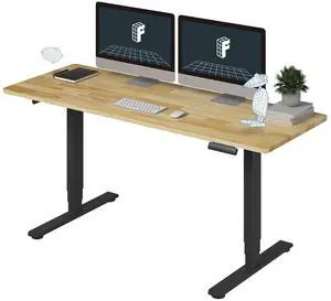 E6 Solid Wood 3-Stage Dual Motor 63 x 24 Electric Standing Desk, Holds 220 lbs, Adjustable Height w/ Memory Presets, Butcher Block Rubberwood Desktop & Black Frame, Ships in 2 Boxes E6 Solid Wood 3-Stage Dual Motor 63 x 24 Electric Standing Desk, Holds 220 lbs, Adjustable Height w/ Memory Presets, Butcher Block Rubberwood Desktop & Black Frame, Ships in 2 Boxes
