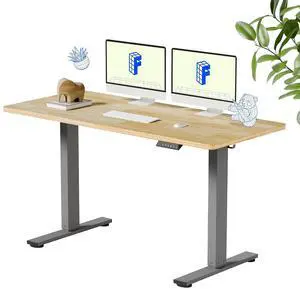 Solid Wood Standing Desk, 55" x 24" Real Wood Desktop with Natural Grain, Durable & Sustainable Workstation for Home Office and Multi-Monitor Setups (Rubber Wood, Silver Frame) Solid Wood Standing Desk, 55" x 24" Real Wood Desktop with Natural Grain, Durable & Sustainable Workstation for Home Office and Multi-Monitor Setups (Rubber Wood, Silver Frame)