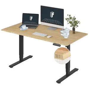 E6 Bamboo 3-Stage Dual Motor 60 x 30 Electric Standing Desk Sit Stand Up Desk, Holds 220 lbs, Adjustable Height w/ Memory Presets, Solid Bamboo Desktop & Black Frame, Ships in 2 Boxes E6 Bamboo 3-Stage Dual Motor 60 x 30 Electric Standing Desk Sit Stand Up Desk, Holds 220 lbs, Adjustable Height w/ Memory Presets, Solid Bamboo Desktop & Black Frame, Ships in 2 Boxes
