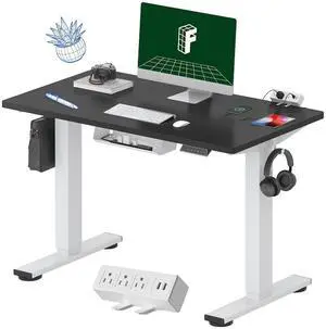 EN2 Whole-Piece Standing Desk with Clamp Power Strip, 40 x 24 Electric Stand Up Height Adjustable Desk with Cable Management (White Frame + 40" Black Desktop, 2 Packages) EN2 Whole-Piece Standing Desk with Clamp Power Strip, 40 x 24 Electric Stand Up Height Adjustable Desk with Cable Management (White Frame + 40" Black Desktop, 2 Packages)