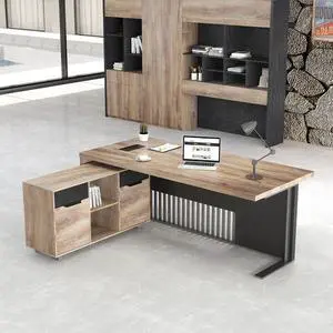 70.8" Inch L Shaped Executive Office Desk with 2 Drawers, Modern Home Office Desk with File Cabinet, Business Furniture w/Stand Under Desk Storage Organizer with 4 Wheels 70.8" Inch L Shaped Executive Office Desk with 2 Drawers, Modern Home Office Desk with File Cabinet, Business Furniture w/Stand Under Desk Storage Organizer with 4 Wheels