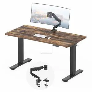 EN2 55''x28'' Standing Desk with Monitor Mount Bundle, 1" Thick One-Piece Desktop, Fully Adjustable Single Monitor Arm with Cable Management, Bundle for Office, Gaming & Study, Rustic Brown EN2 55''x28'' Standing Desk with Monitor Mount Bundle, 1" Thick One-Piece Desktop, Fully Adjustable Single Monitor Arm with Cable Management, Bundle for Office, Gaming & Study, Rustic Brown