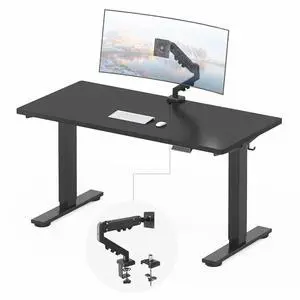 EN2 55''x28'' Standing Desk with Monitor Mount Bundle, 1" Thick One-Piece Desktop, Fully Adjustable Single Monitor Arm with Cable Management, Bundle for Home Office, Gaming & Study, Black EN2 55''x28'' Standing Desk with Monitor Mount Bundle, 1" Thick One-Piece Desktop, Fully Adjustable Single Monitor Arm with Cable Management, Bundle for Home Office, Gaming & Study, Black