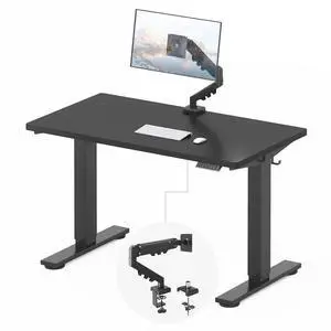 EN2 48''x24'' Standing Desk with Monitor Mount Bundle, One-Piece Desktop, Fully Adjustable Single Monitor Arm with Cable Management, Bundle for Home Office, Gaming & Study, Black EN2 48''x24'' Standing Desk with Monitor Mount Bundle, One-Piece Desktop, Fully Adjustable Single Monitor Arm with Cable Management, Bundle for Home Office, Gaming & Study, Black