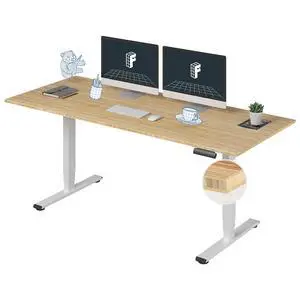 E6 Bamboo 3-Stage Dual Motor 72 x 30 Electric Standing Desk Sit Stand Up Desk, Holds 220 lbs, Adjustable Height w/ Memory Presets, Solid Bamboo Desktop & White Frame, Ships in 2 Boxes E6 Bamboo 3-Stage Dual Motor 72 x 30 Electric Standing Desk Sit Stand Up Desk, Holds 220 lbs, Adjustable Height w/ Memory Presets, Solid Bamboo Desktop & White Frame, Ships in 2 Boxes