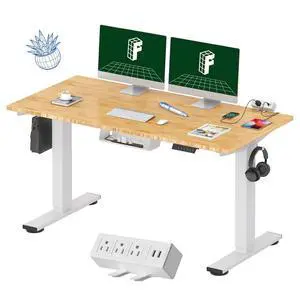 EN2 Bamboo Standing Desk Clamp Power Strip, 55 x 28 Electric Stand Up Height Adjustable Desk with Cable Management (Grey Frame + 55" Bamboo Top, 2 Packages) EN2 Bamboo Standing Desk Clamp Power Strip, 55 x 28 Electric Stand Up Height Adjustable Desk with Cable Management (Grey Frame + 55" Bamboo Top, 2 Packages)