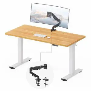 EN2 55''x28'' Standing Desk with Monitor Mount Bundle, 1" Thick One-Piece Desktop, Fully Adjustable Single Monitor Arm with Cable Management, Bundle for Home Office, Gaming & Study, Maple EN2 55''x28'' Standing Desk with Monitor Mount Bundle, 1" Thick One-Piece Desktop, Fully Adjustable Single Monitor Arm with Cable Management, Bundle for Home Office, Gaming & Study, Maple