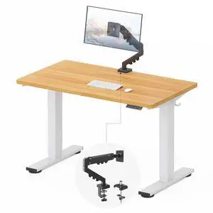 EN2 48''x24''' Standing Desk with Monitor Mount Bundle, One-Piece Desktop, Fully Adjustable Single Monitor Arm with Cable Management, Bundle for Home Office, Gaming & Study, Maple EN2 48''x24''' Standing Desk with Monitor Mount Bundle, One-Piece Desktop, Fully Adjustable Single Monitor Arm with Cable Management, Bundle for Home Office, Gaming & Study, Maple