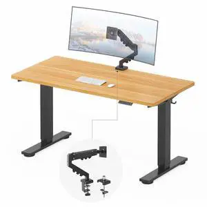 EN2 55''x28'' Standing Desk with Monitor Mount Bundle, 1" Thick One-Piece Desktop, Fully Adjustable Single Monitor Arm with Cable Management, Bundle for Home Office, Gaming & Study, Maple EN2 55''x28'' Standing Desk with Monitor Mount Bundle, 1" Thick One-Piece Desktop, Fully Adjustable Single Monitor Arm with Cable Management, Bundle for Home Office, Gaming & Study, Maple