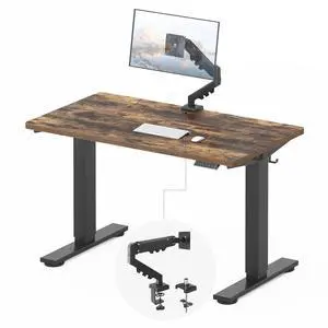 EN2 48''x24'' Standing Desk with Monitor Mount Bundle, 1" Thick One-Piece Desktop, Fully Adjustable Single Monitor Arm with Cable Management, Bundle for Office, Gaming & Study, Rustic Brown EN2 48''x24'' Standing Desk with Monitor Mount Bundle, 1" Thick One-Piece Desktop, Fully Adjustable Single Monitor Arm with Cable Management, Bundle for Office, Gaming & Study, Rustic Brown
