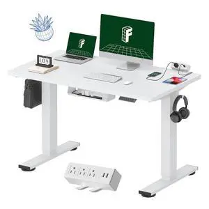 EN2 Whole-Piece Standing Desk with Clamp Power Strip, 48x24 Electric Stand Up Height Adjustable Desk with Cable Management (White Frame + 48" White Top) EN2 Whole-Piece Standing Desk with Clamp Power Strip, 48x24 Electric Stand Up Height Adjustable Desk with Cable Management (White Frame + 48" White Top)