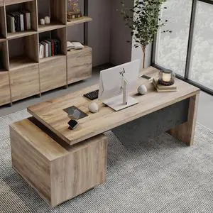 Extendable Executive Office Desk 62.99" or 70.87", Large Home Office Desk with Reversible Storage Cabinet, Cable Management, Modern Workspace Desk for Business (Right) Extendable Executive Office Desk 62.99" or 70.87", Large Home Office Desk with Reversible Storage Cabinet, Cable Management, Modern Workspace Desk for Business (Right)