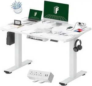 EN2 Whole-Piece Standing Desk with Clamp Power Strip, 48 x 30 Electric Stand Up Height Adjustable Desk with Cable Management (White Frame + 48" Marble Gray Top, 2 Packages) EN2 Whole-Piece Standing Desk with Clamp Power Strip, 48 x 30 Electric Stand Up Height Adjustable Desk with Cable Management (White Frame + 48" Marble Gray Top, 2 Packages)