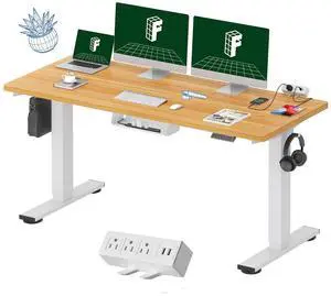 EN2 Whole-Piece Standing Desk with Clamp Power Strip, 60 x 24 Electric Stand Up Height Adjustable Desk with Cable Management (White Frame + 60" Maple Top, 2 Packages) EN2 Whole-Piece Standing Desk with Clamp Power Strip, 60 x 24 Electric Stand Up Height Adjustable Desk with Cable Management (White Frame + 60" Maple Top, 2 Packages)