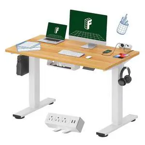 EN2 Whole-Piece Standing Desk with Clamp Power Strip, 48 x 24 Electric Height Adjustable Desk with Cable Management for Workstation (White Frame + 48" Maple Top) EN2 Whole-Piece Standing Desk with Clamp Power Strip, 48 x 24 Electric Height Adjustable Desk with Cable Management for Workstation (White Frame + 48" Maple Top)