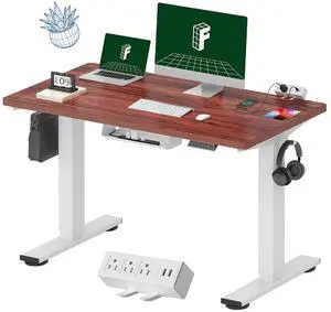 EN2 Whole-Piece Standing Desk with Clamp Power Strip, 48 x 24 Electric Stand Up Height Adjustable Desk with Cable Management (White Frame + 48" Mahogany Desktop, 2 Packages) EN2 Whole-Piece Standing Desk with Clamp Power Strip, 48 x 24 Electric Stand Up Height Adjustable Desk with Cable Management (White Frame + 48" Mahogany Desktop, 2 Packages)