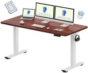 EN1 One-Piece Standing Desk with 1-Inch Thick Seamless Desktop, 60"x24" Electric Height Adjustable Desk for Home Office, Multi-Monitor Setups & Easy Assembly, Mahogany EN1 One-Piece Standing Desk with 1-Inch Thick Seamless Desktop, 60"x24" Electric Height Adjustable Desk for Home Office, Multi-Monitor Setups & Easy Assembly, Mahogany