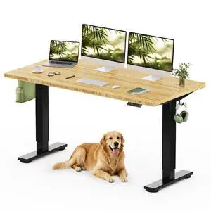 Solid Bamboo Standing Desk, 60" x 30" Real Bamboo Desktop with Natural Grain, Durable & Sustainable Workstation for Home Office and Multi-Monitor Setups (Black Frame) Solid Bamboo Standing Desk, 60" x 30" Real Bamboo Desktop with Natural Grain, Durable & Sustainable Workstation for Home Office and Multi-Monitor Setups (Black Frame)