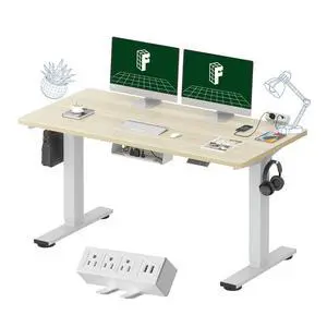 EN2 Whole-Piece Standing Desk with Clamp Power Strip, 55 x 28 Electric Stand Up Height Adjustable Desk with Cable Management (White Frame + 55" White Wood Grain Desktop, 2 Packages) EN2 Whole-Piece Standing Desk with Clamp Power Strip, 55 x 28 Electric Stand Up Height Adjustable Desk with Cable Management (White Frame + 55" White Wood Grain Desktop, 2 Packages)
