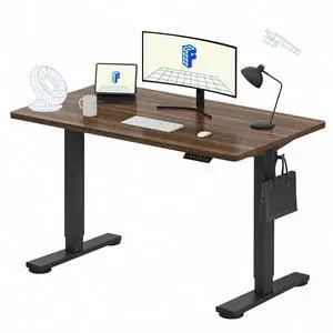 EN1 One-Piece Standing Desk, 48"x24" Seamless Desktop Electric Height Adjustable Desk for Home Office, Multi-Monitor Setups & Easy Assembly, Black Walnut (Black Frame) EN1 One-Piece Standing Desk, 48"x24" Seamless Desktop Electric Height Adjustable Desk for Home Office, Multi-Monitor Setups & Easy Assembly, Black Walnut (Black Frame)