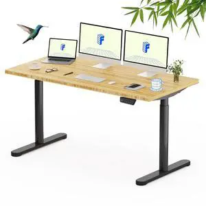 Solid Bamboo Standing Desk, 60" x 30" Real Bamboo Desktop with Natural Grain, Durable & Sustainable Workstation for Home Office and Multi-Monitor Setups (Black Oval Legs) Solid Bamboo Standing Desk, 60" x 30" Real Bamboo Desktop with Natural Grain, Durable & Sustainable Workstation for Home Office and Multi-Monitor Setups (Black Oval Legs)