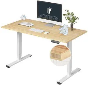 E6 Bamboo 3-Stage Dual Motor Electric Standing Desk 55 x 28 Sit Stand Up Desk, Holds 220 lbs, Adjustable Height w/ Memory Presets, Solid Bamboo Desktop & White Frame, Ships in 2 Boxes E6 Bamboo 3-Stage Dual Motor Electric Standing Desk 55 x 28 Sit Stand Up Desk, Holds 220 lbs, Adjustable Height w/ Memory Presets, Solid Bamboo Desktop & White Frame, Ships in 2 Boxes