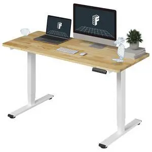 E6 Solid Wood 3-Stage Dual Motor 55 x 24 Electric Standing Desk, Holds 220 lbs, Adjustable Height w/ Memory Presets, Butcher Block Rubberwood Desktop & White Frame, Ships in 2 Boxes E6 Solid Wood 3-Stage Dual Motor 55 x 24 Electric Standing Desk, Holds 220 lbs, Adjustable Height w/ Memory Presets, Butcher Block Rubberwood Desktop & White Frame, Ships in 2 Boxes