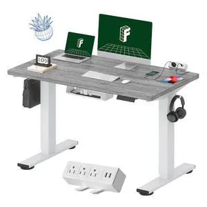 EN2 Whole-Piece Standing Desk with Clamp Power Strip, 48 x 24 Electric Stand Up Height Adjustable Desk with Cable Management (White Frame + 48" Gray Wood Grain Desktop, 2 Packages) EN2 Whole-Piece Standing Desk with Clamp Power Strip, 48 x 24 Electric Stand Up Height Adjustable Desk with Cable Management (White Frame + 48" Gray Wood Grain Desktop, 2 Packages)